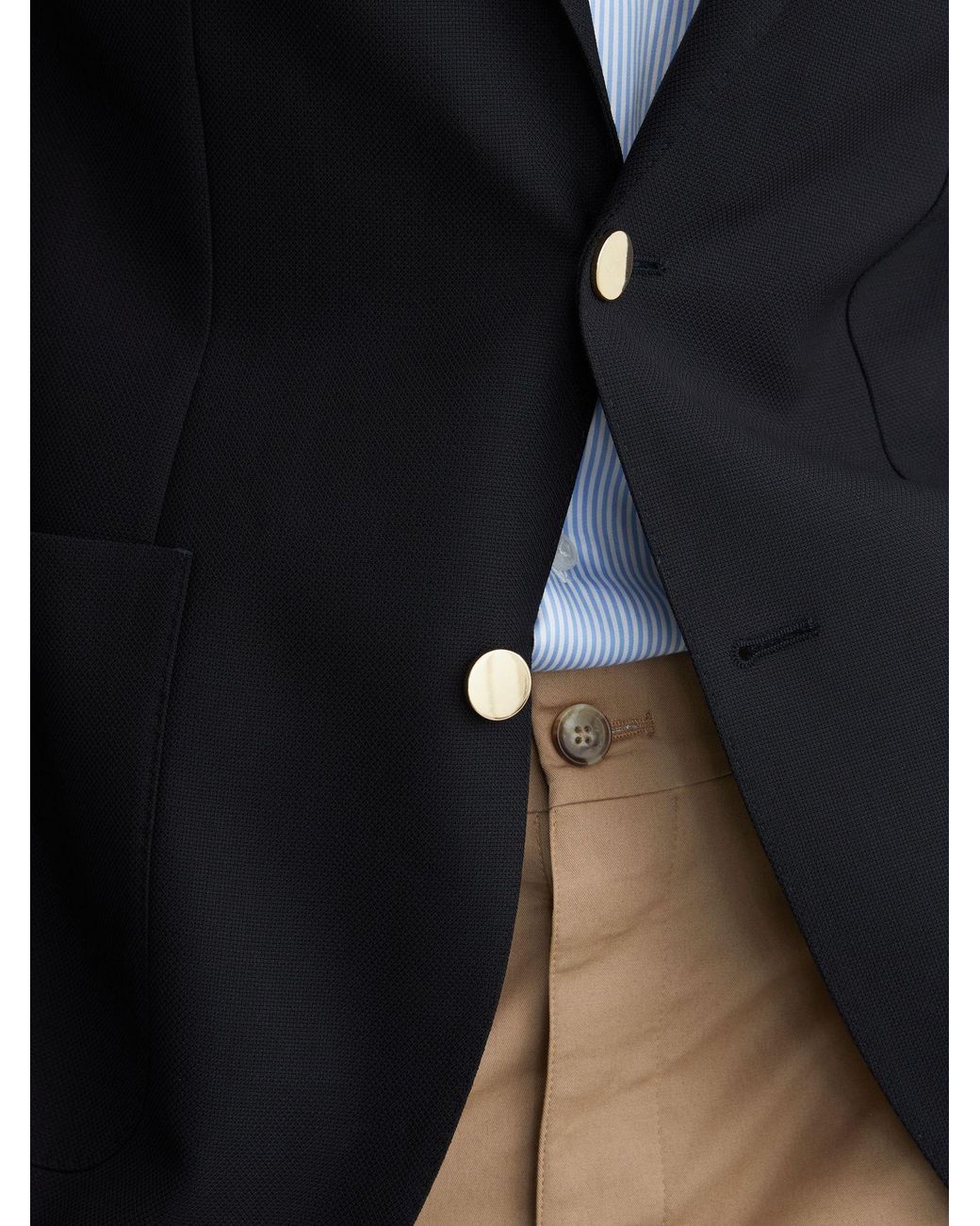 Reiss Blue Captain Hopsack Single-Breasted Classic-Fit Blazer With Wool for men