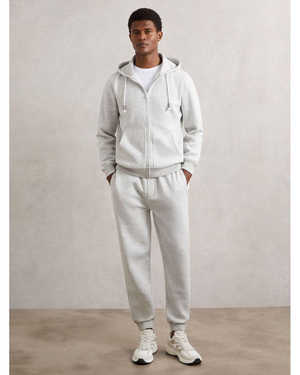 Reiss Natural Cotton-Blend Zip-Through Hoodie for men