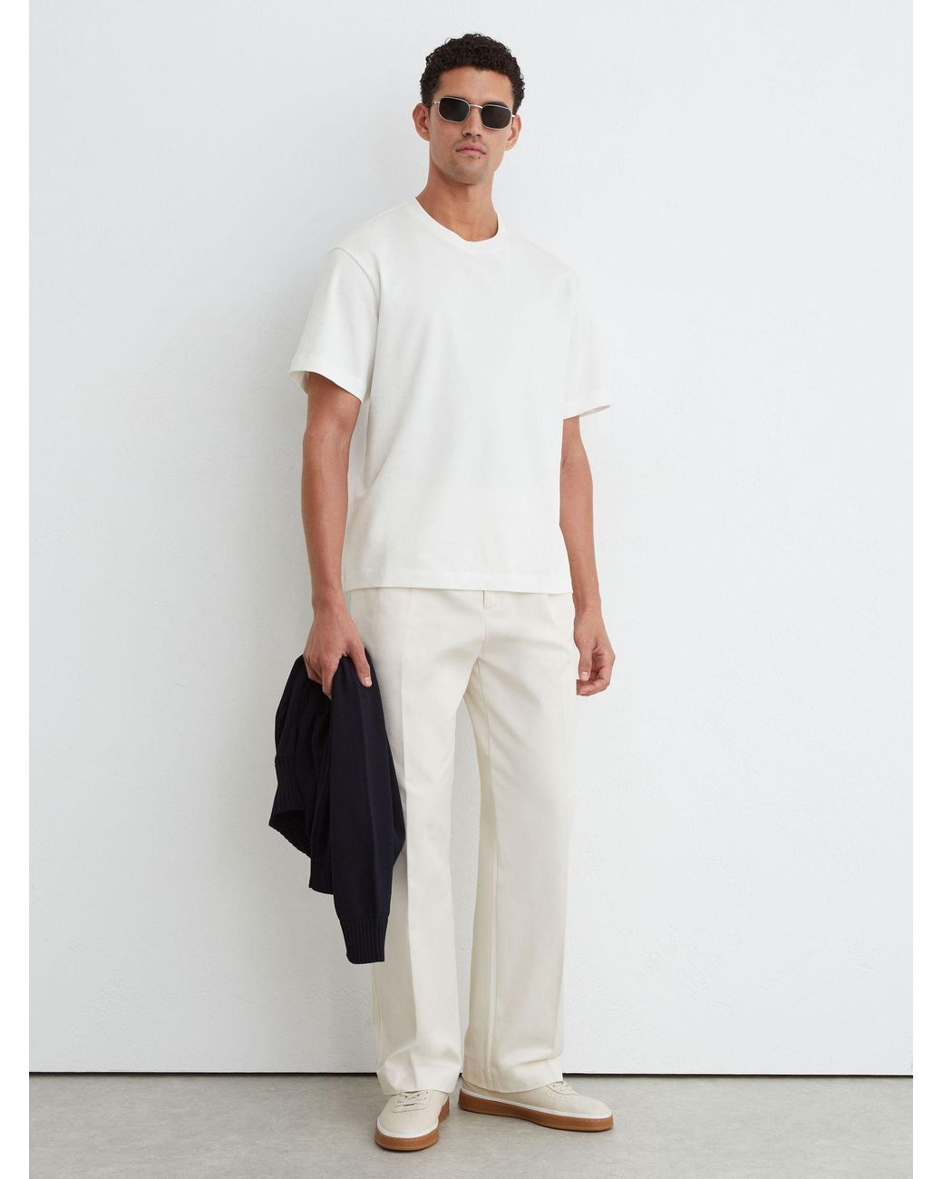 Reiss Blue Azur - White Cotton Beach-print Relaxed-fit T-shirt, L for men