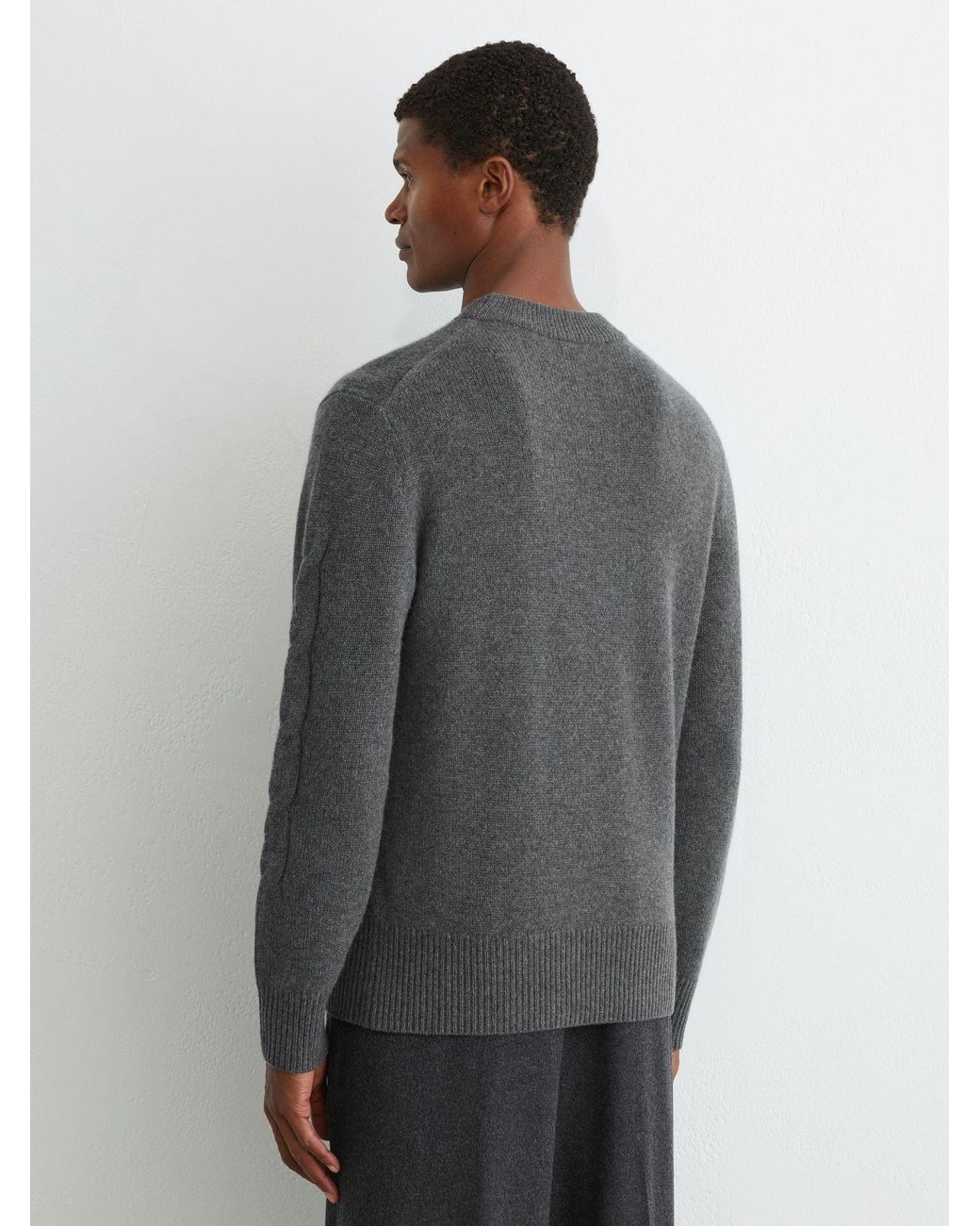 Reiss Gray Rosedale - Mid Grey Melange 100% Cashmere Cable Knit-detail Jumper, Xs for men