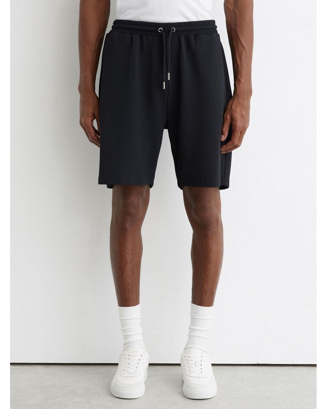 Reiss White Textured Drawstring Shorts for men