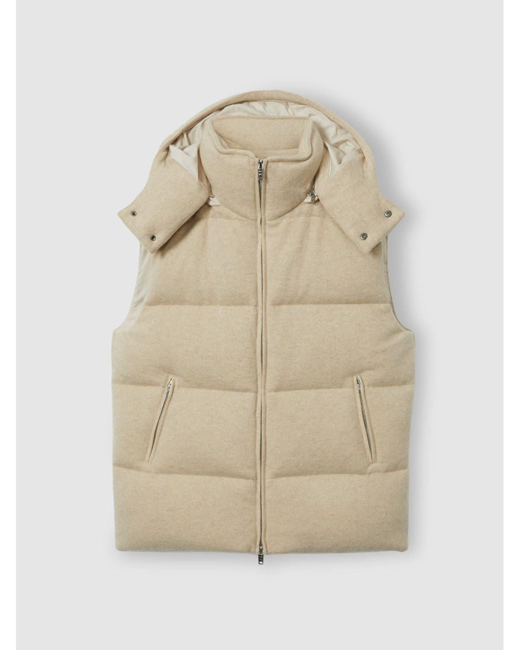 Les 100 Ciels Natural S Stone Brushed-Cashmere Down Gilet