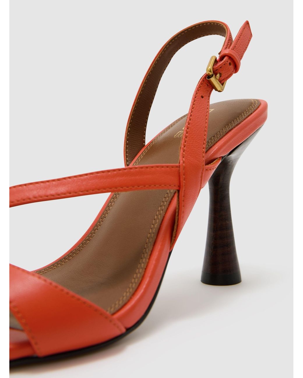 Reiss Pink Leather Cross-Strap Heeled Shoes