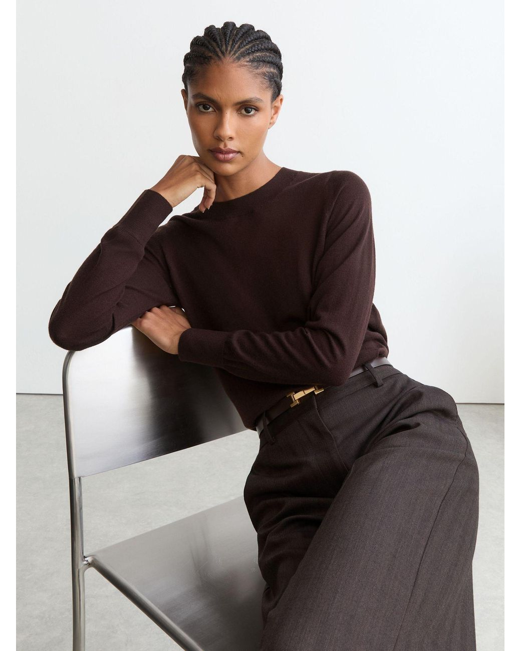 Reiss White Ultra-Soft Merino Wool Crew-Neck Jumper