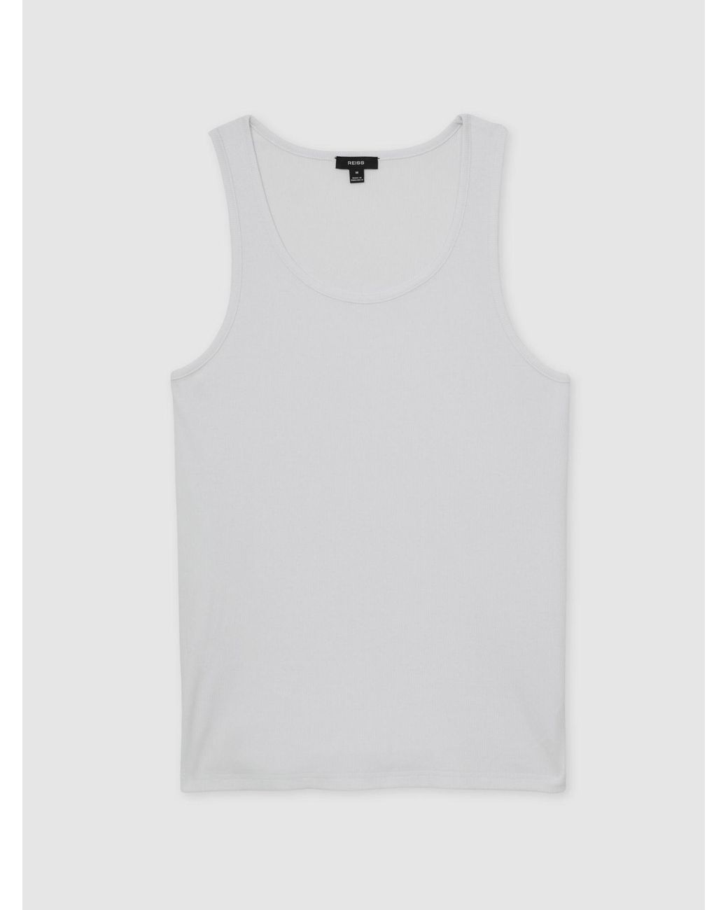 Reiss White Stretch-Cotton Ribbed Vest for men