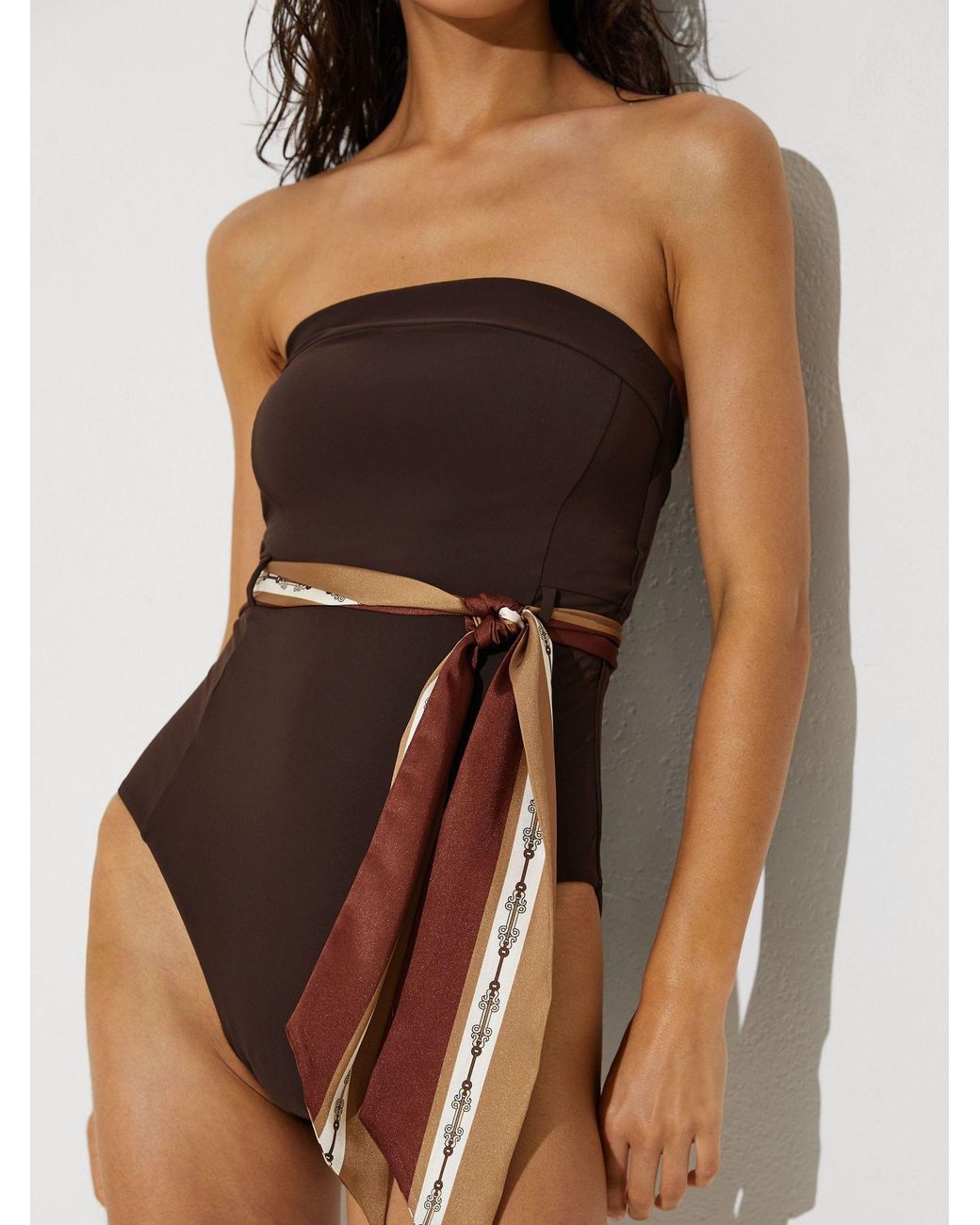 Reiss Multicolor Bandeau Scarf-Tie Swimsuit