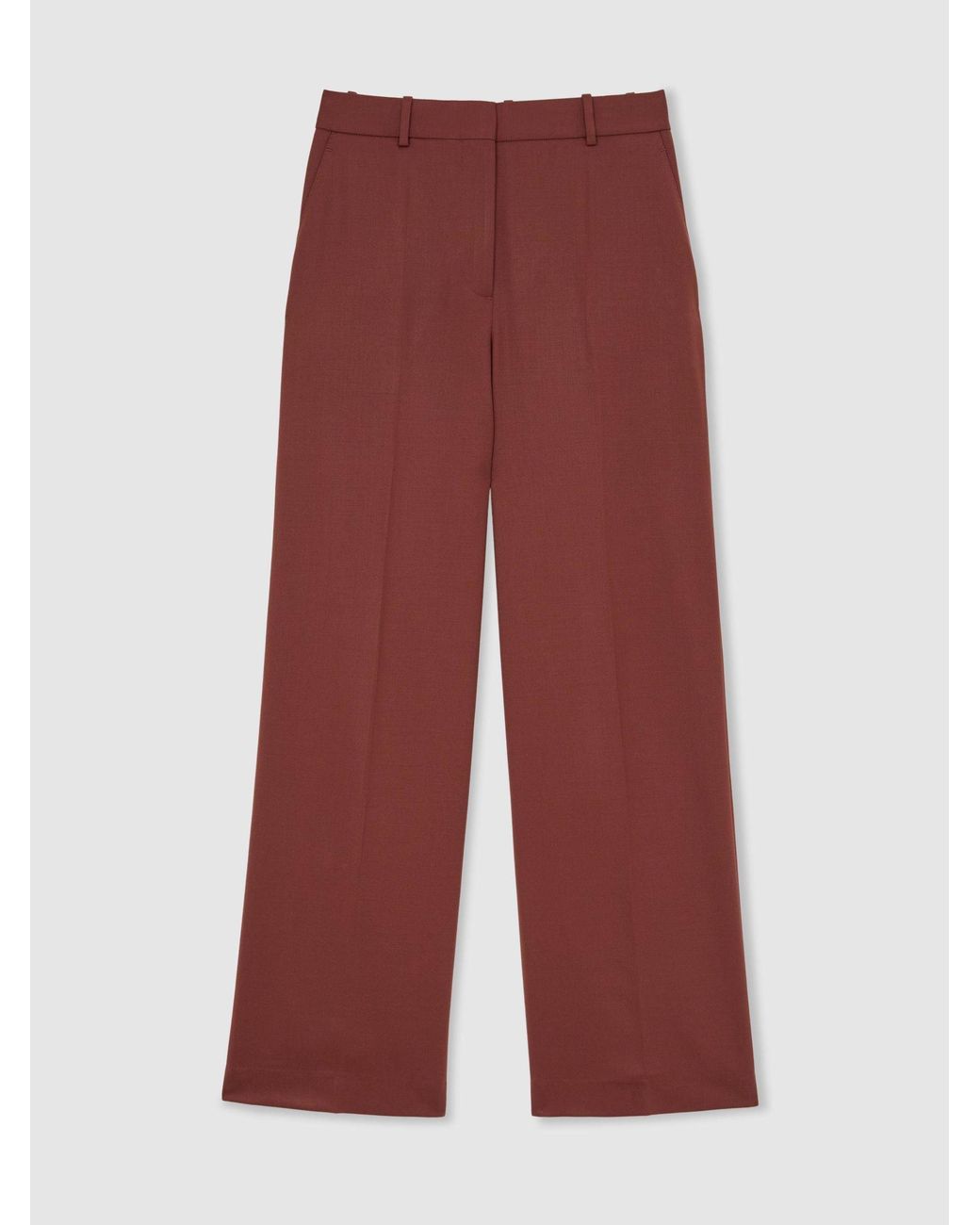 Reiss Brown Wool-Blend Wide-Leg Suit Trousers