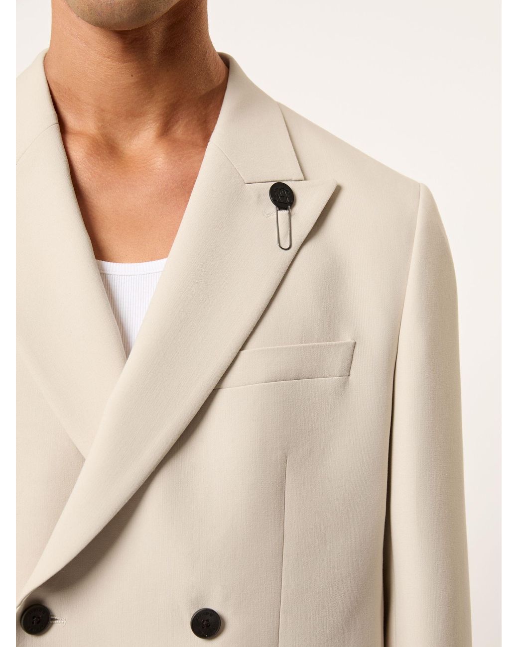 Reiss Natural Monogram Relaxed Double-Breasted Blazer for men