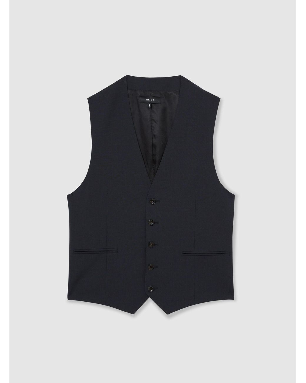 Reiss Blue Promise - Navy Wool-blend Tailored-fit Waistcoat, Us 38 Regular for men