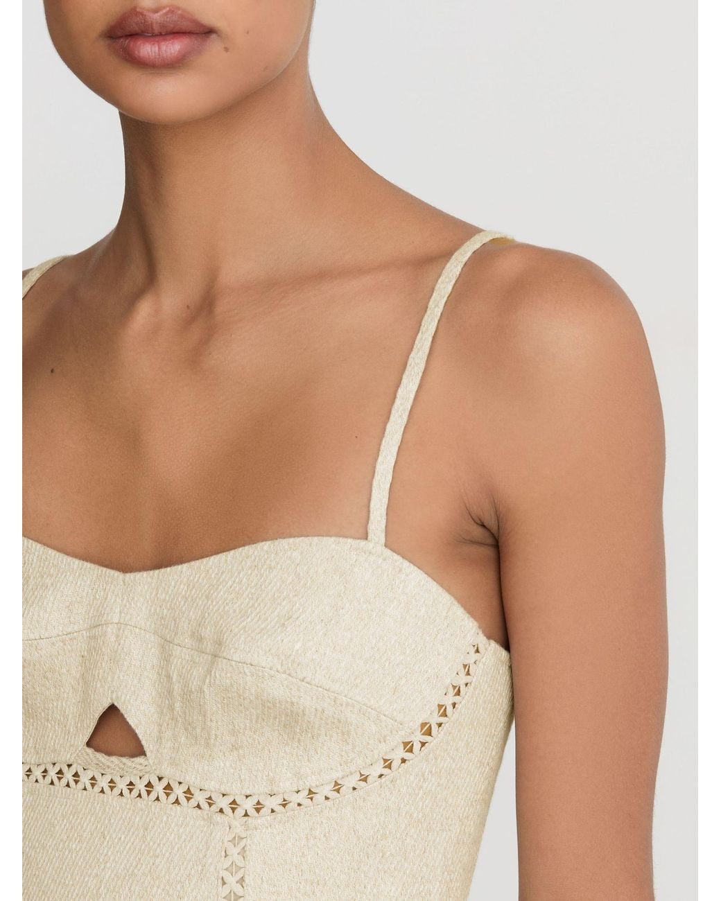 Reiss Natural Linen-Blend Fit-And-Flare Midi Dress