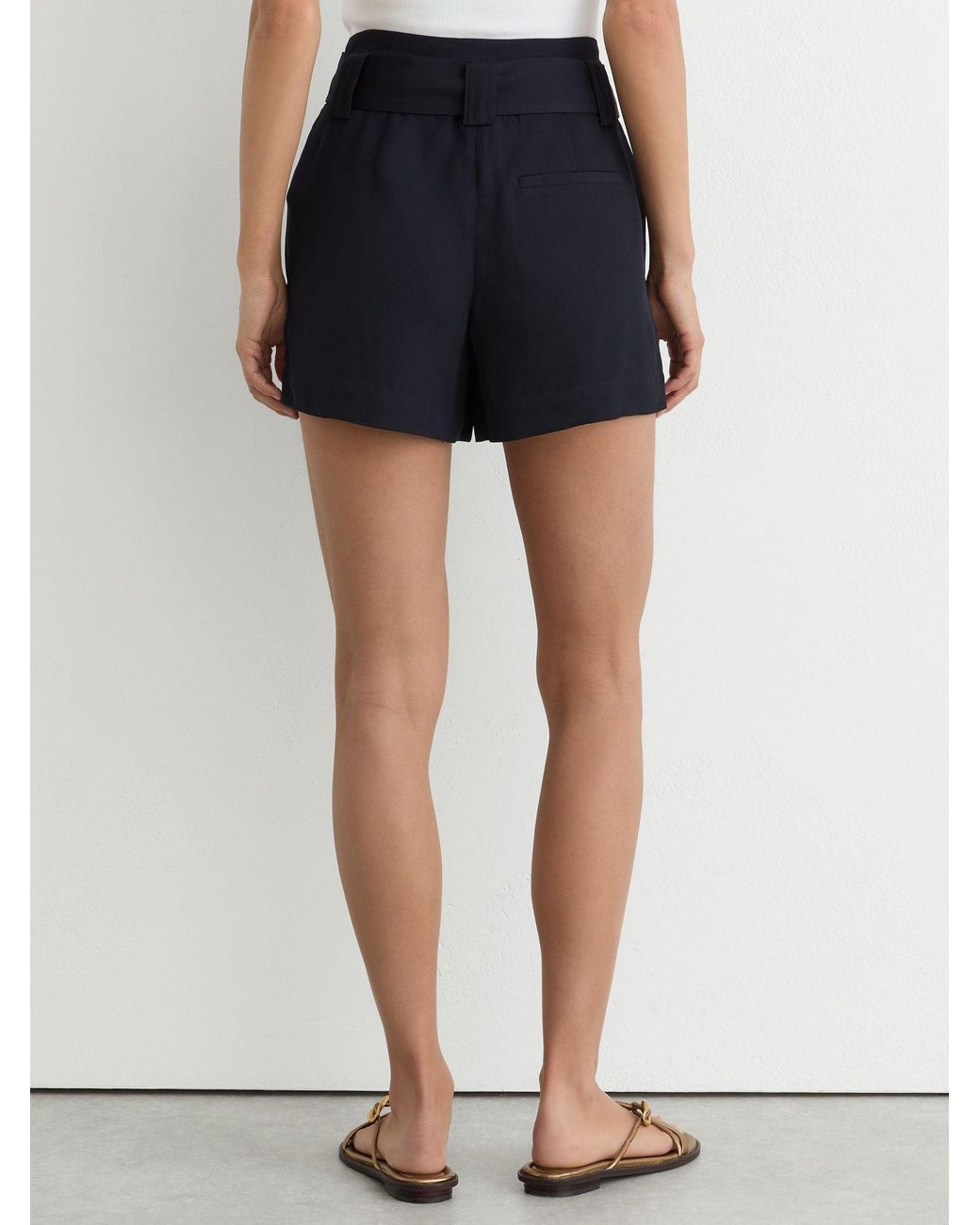 Reiss Blue Twill Belted Relaxed Shorts