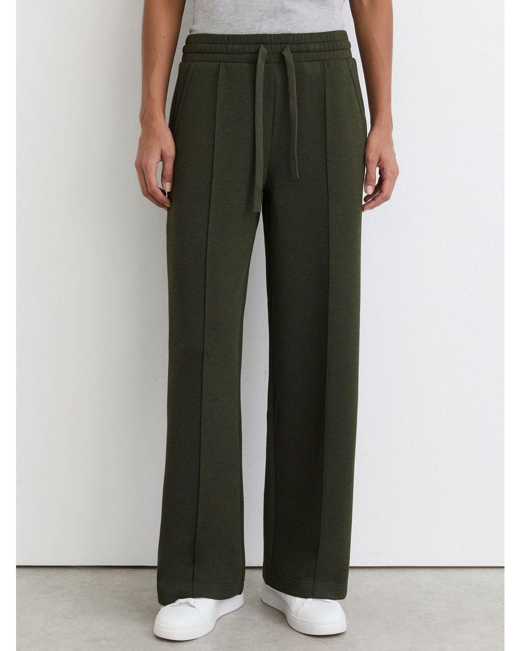 Reiss White Premium Interlock Wide-Leg Joggers