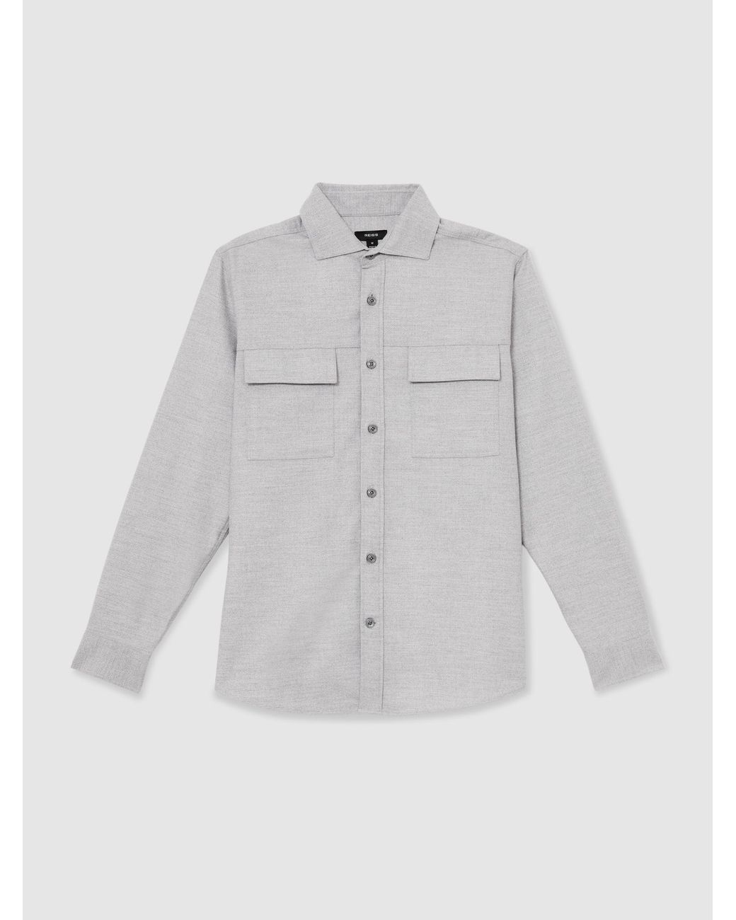 Reiss Gray Chamber - Grey Brushed Twin-pocket Overshirt, S for men