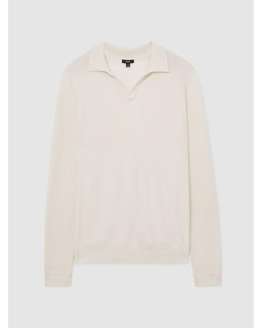 Reiss White Textured-Knit Open-Collar Jumper With Wool for men