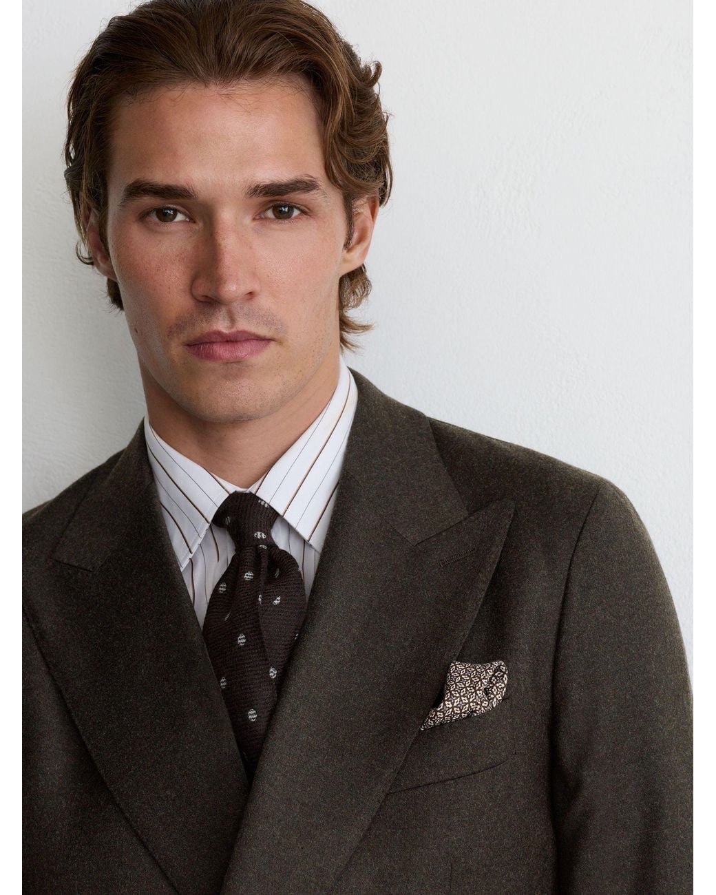 Reiss Gray Wool-Blend Flannel Double-Breasted Suit Blazer Classic-Fit for men