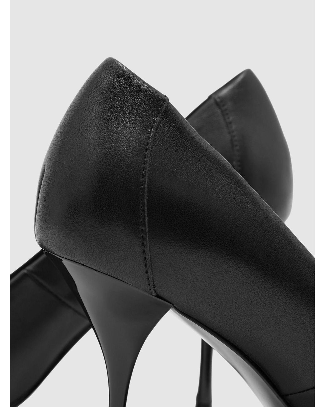 Reiss Black Leather Pointed-Toe Mid-Heel Court Shoes