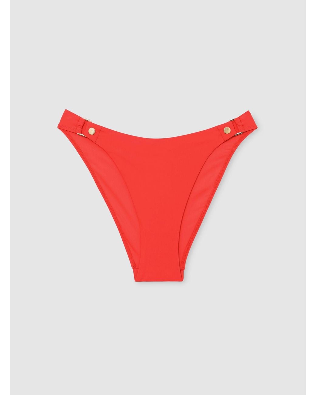 Reiss Red Sandy - Coral Orange Stud-detail Bikini Bottoms, Us 2