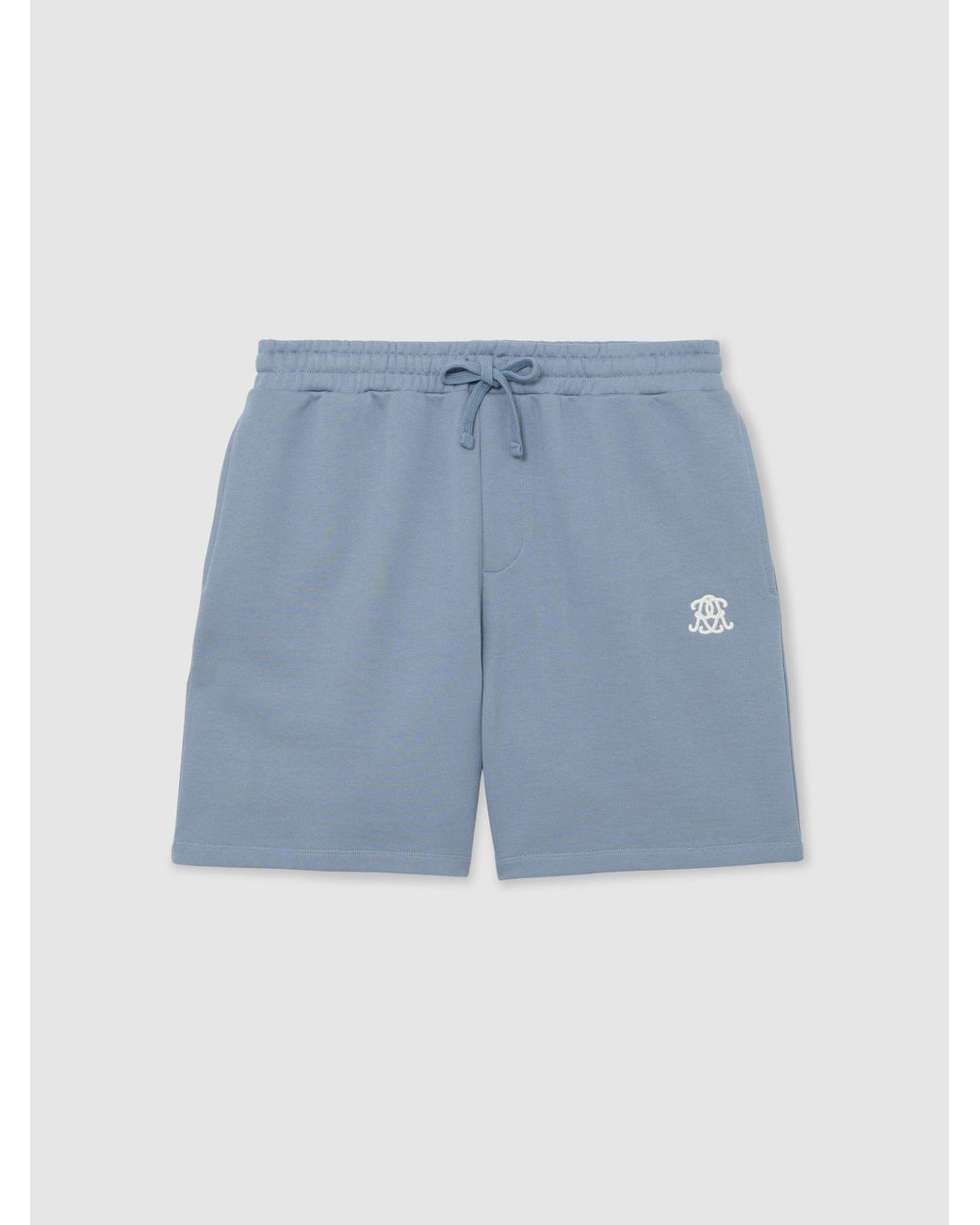 Reiss Blue Monogram Embroidered Cotton Shorts for men
