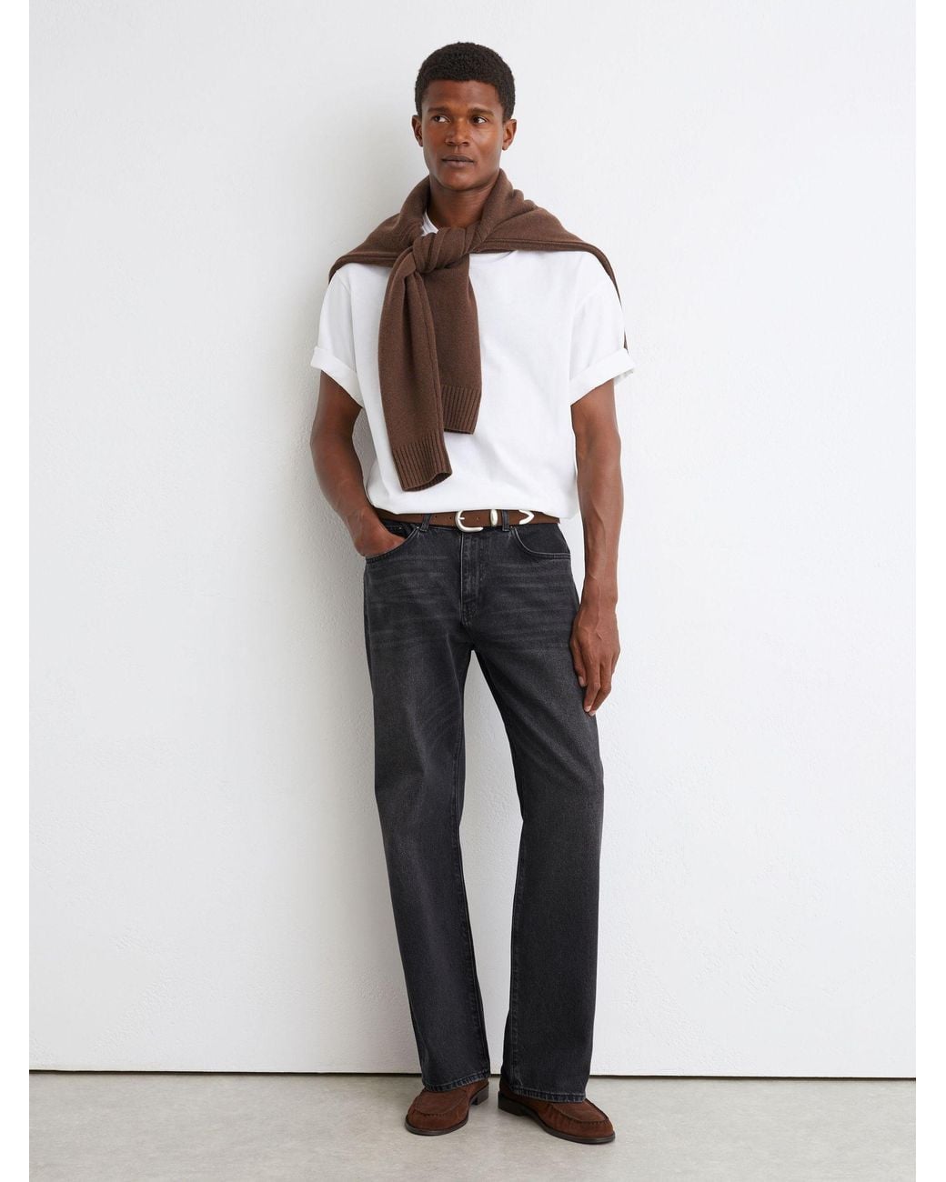 Reiss White Styles - Dark Grey Relaxed Flared-leg Jeans, 32 for men