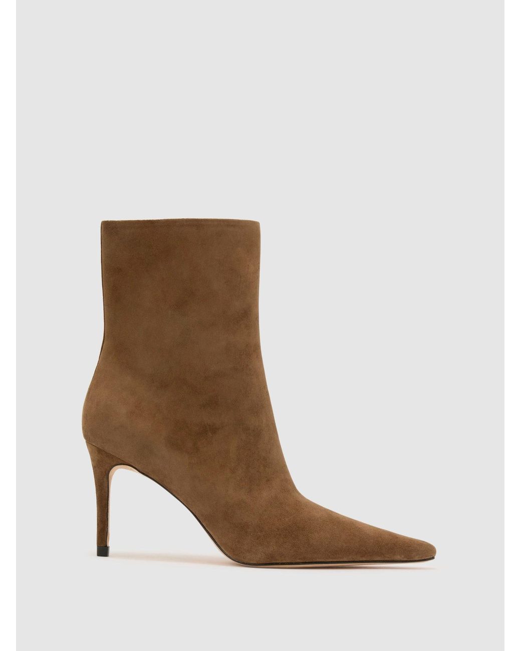 ATELIER Gray Suede Heeled Ankle Boots