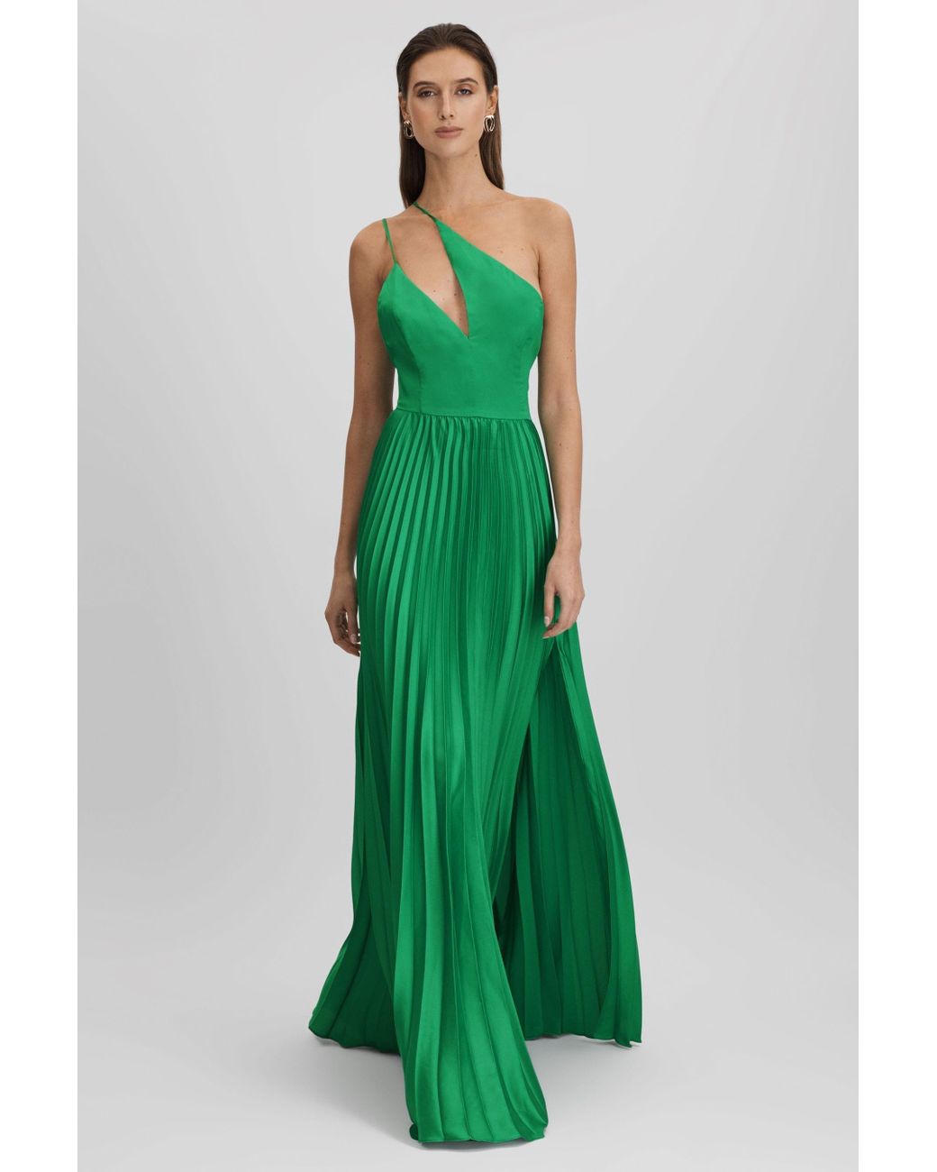 AMUR One Shoulder Satin Maxi Dress in Green Lyst