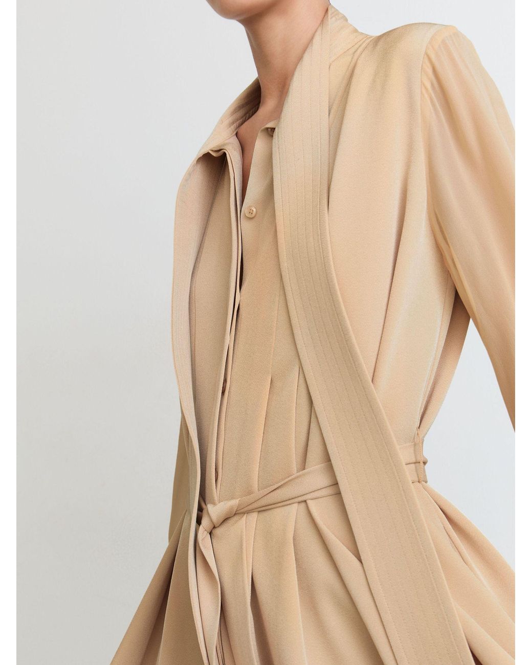 Reiss Natural Tie-Neck Belted Mini Dress