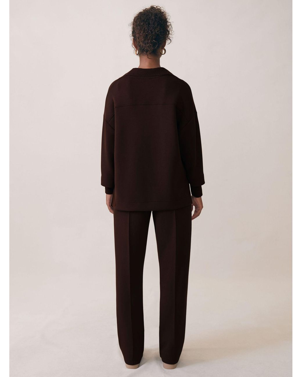 Reiss Black Premium Interlock Shawl-Neck Sweatshirt With