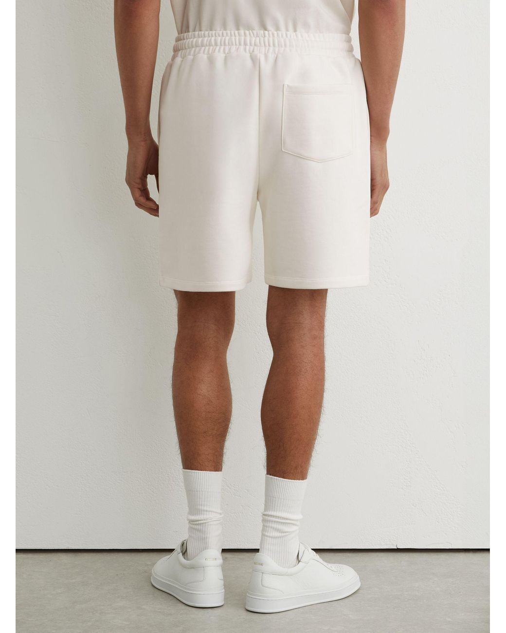 Reiss Blue Monogram Embroidered Cotton Shorts for men
