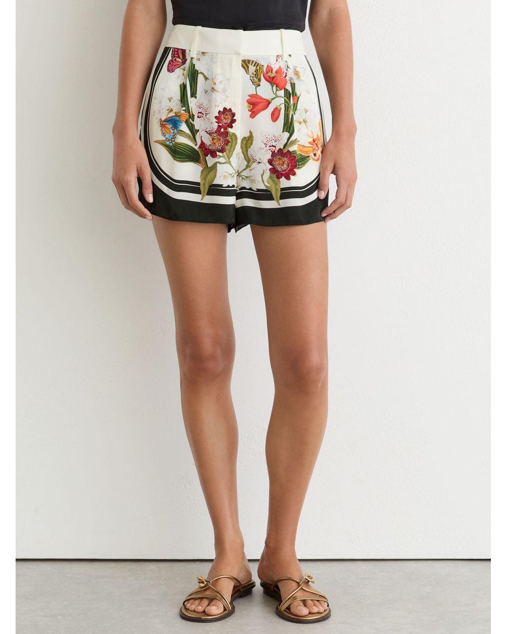 Reiss Multicolor Selina - Ivory/black | Nybg Scarf-print Shorts, Us 2