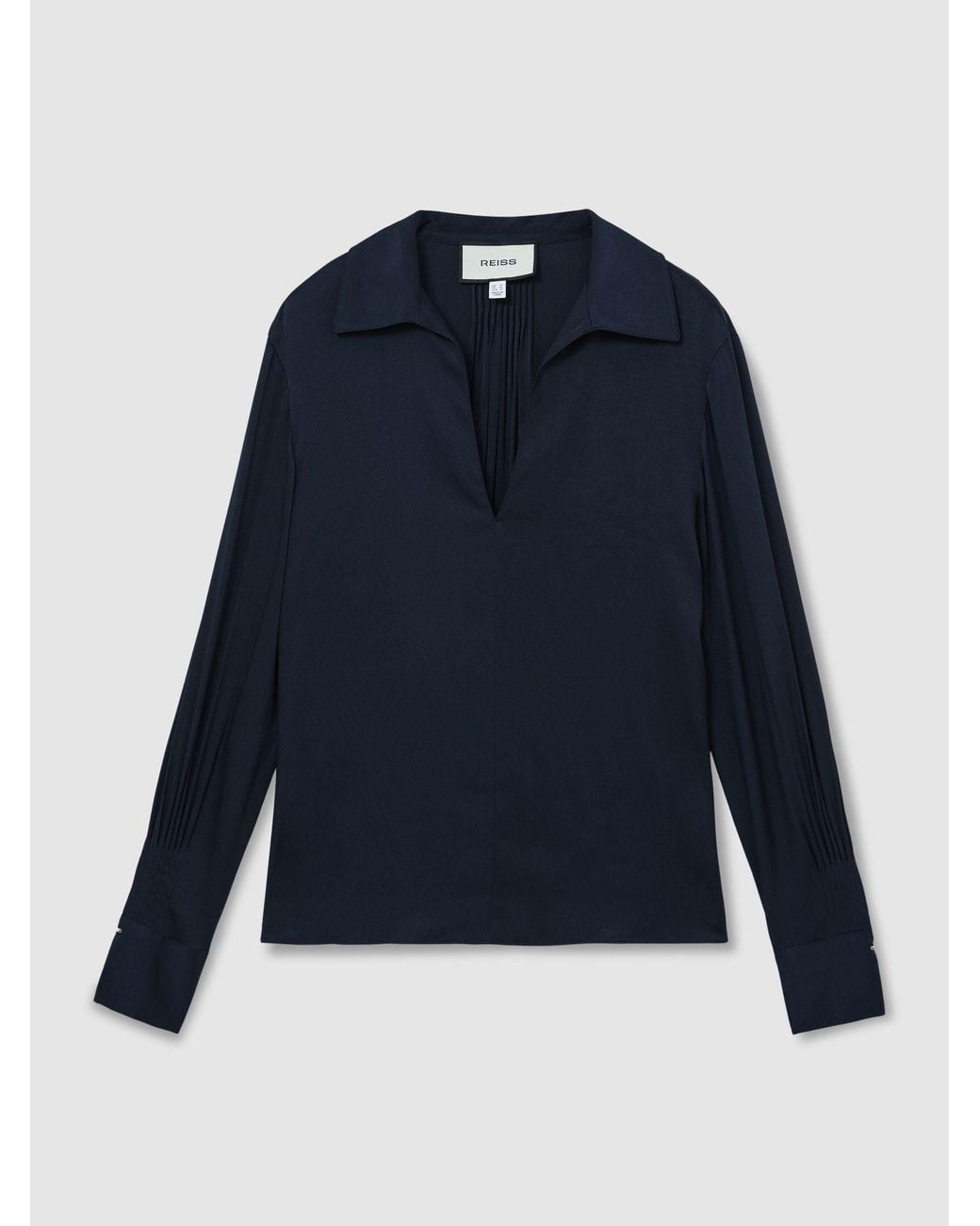 Reiss Blue Silk-Blend Open-Collar Shirt