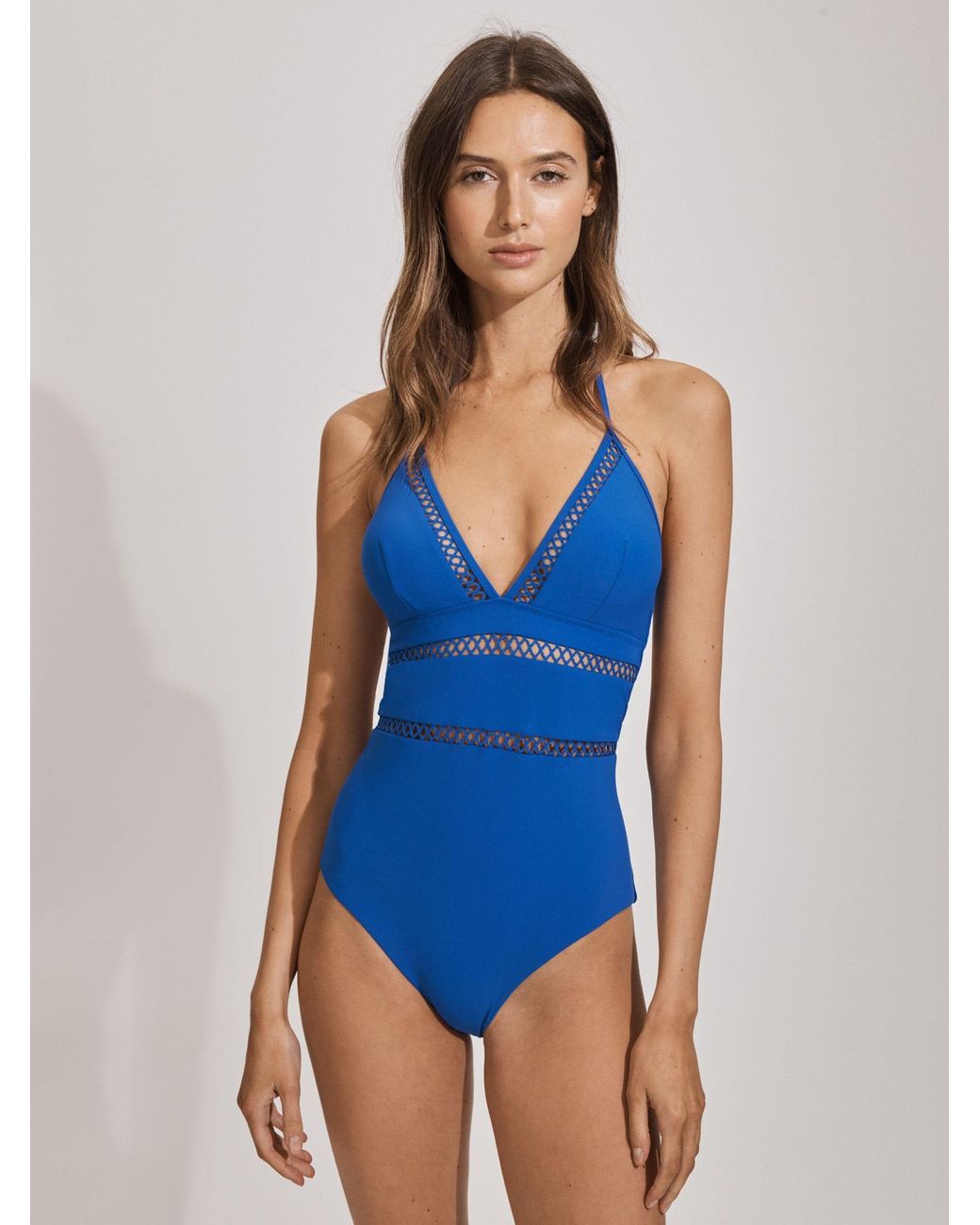 【REISS】GIA LATTICE ホルターネック スイムスーツ Reiss Gia Nylon Lattice Halterneck Swimsuit in Blue | Lyst