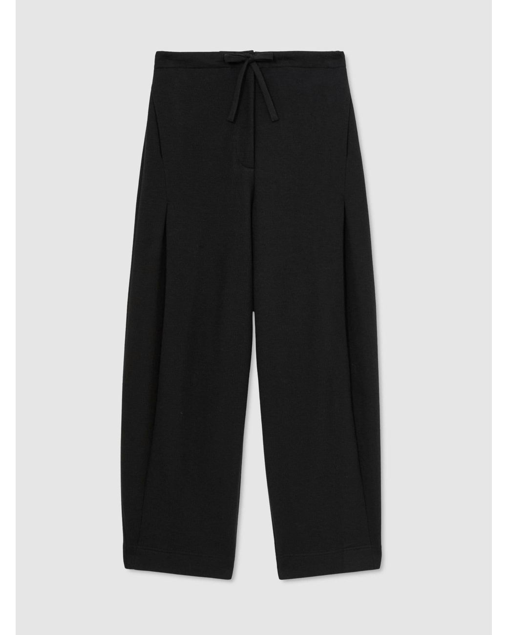 Reiss Blue Leoni - Black Petite Cotton-blend Barrel-leg Drawstring Trousers, Us 2