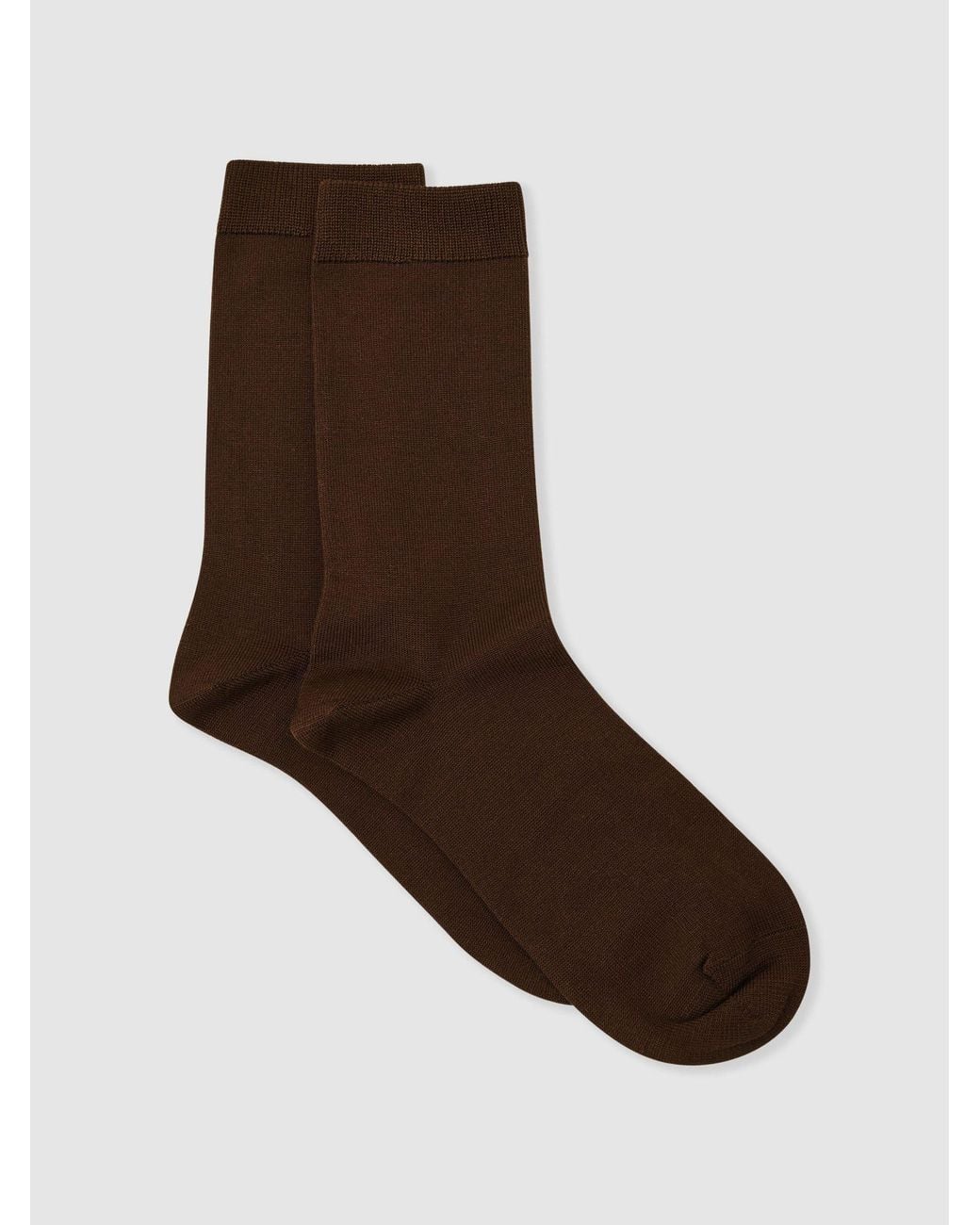 Reiss Brown Silk-Blend Socks