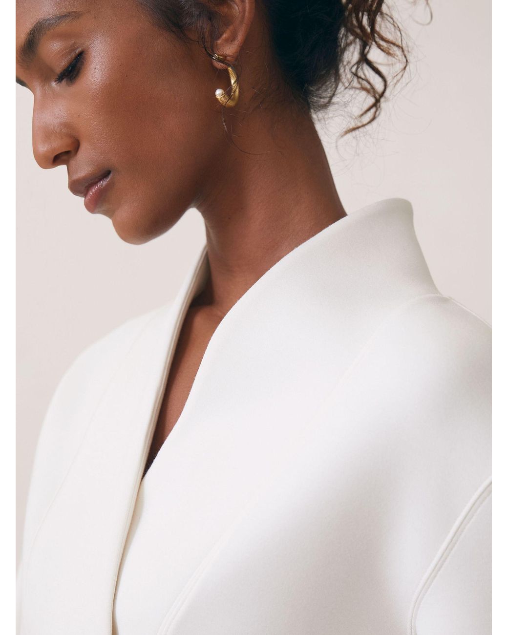 Reiss Natural Premium Interlock Shawl-Neck Sweatshirt With