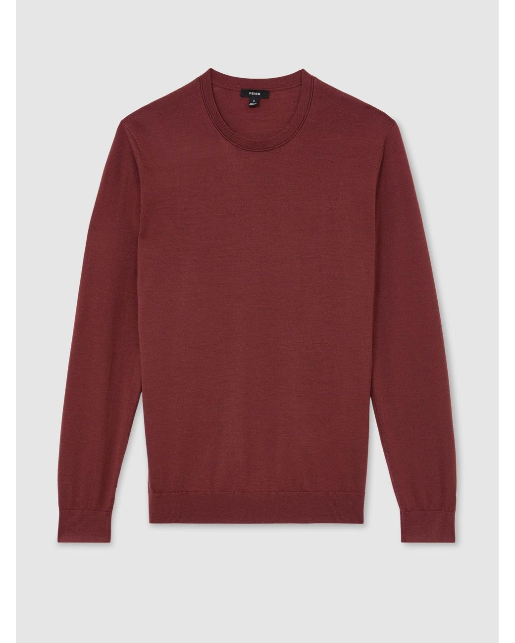 Reiss Red Merino Wool Crew-Neck Jumper for men
