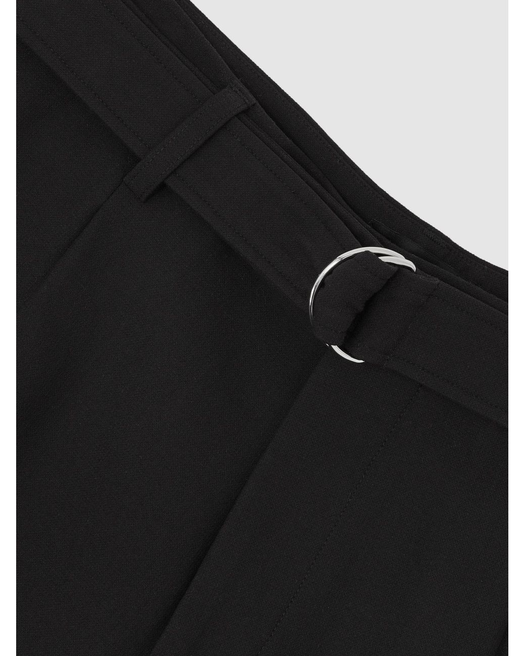 Reiss Black Atwell Relaxed-Fit Belted Trousers for men