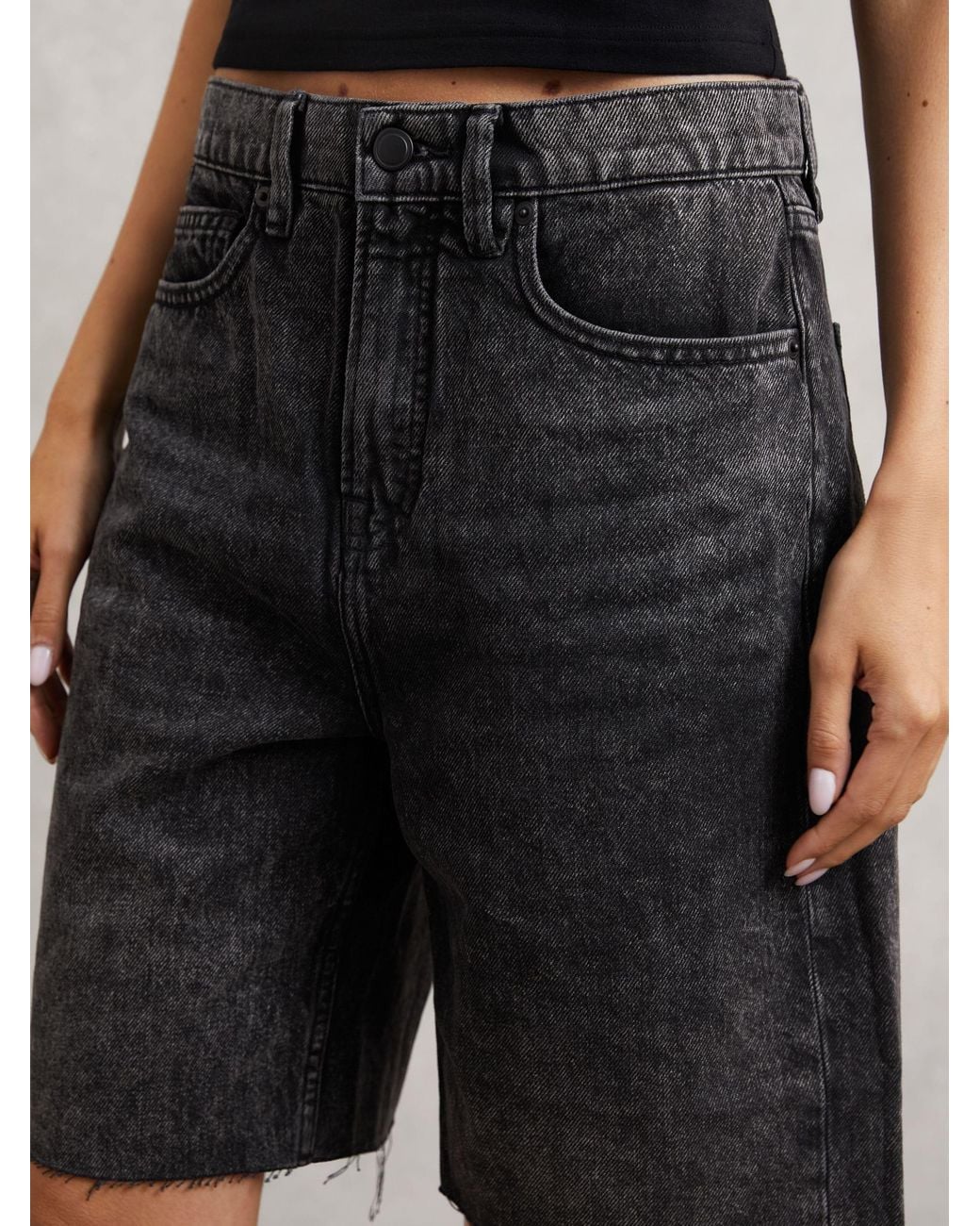 GOOD AMERICAN Black Good Denim Bermuda Shorts