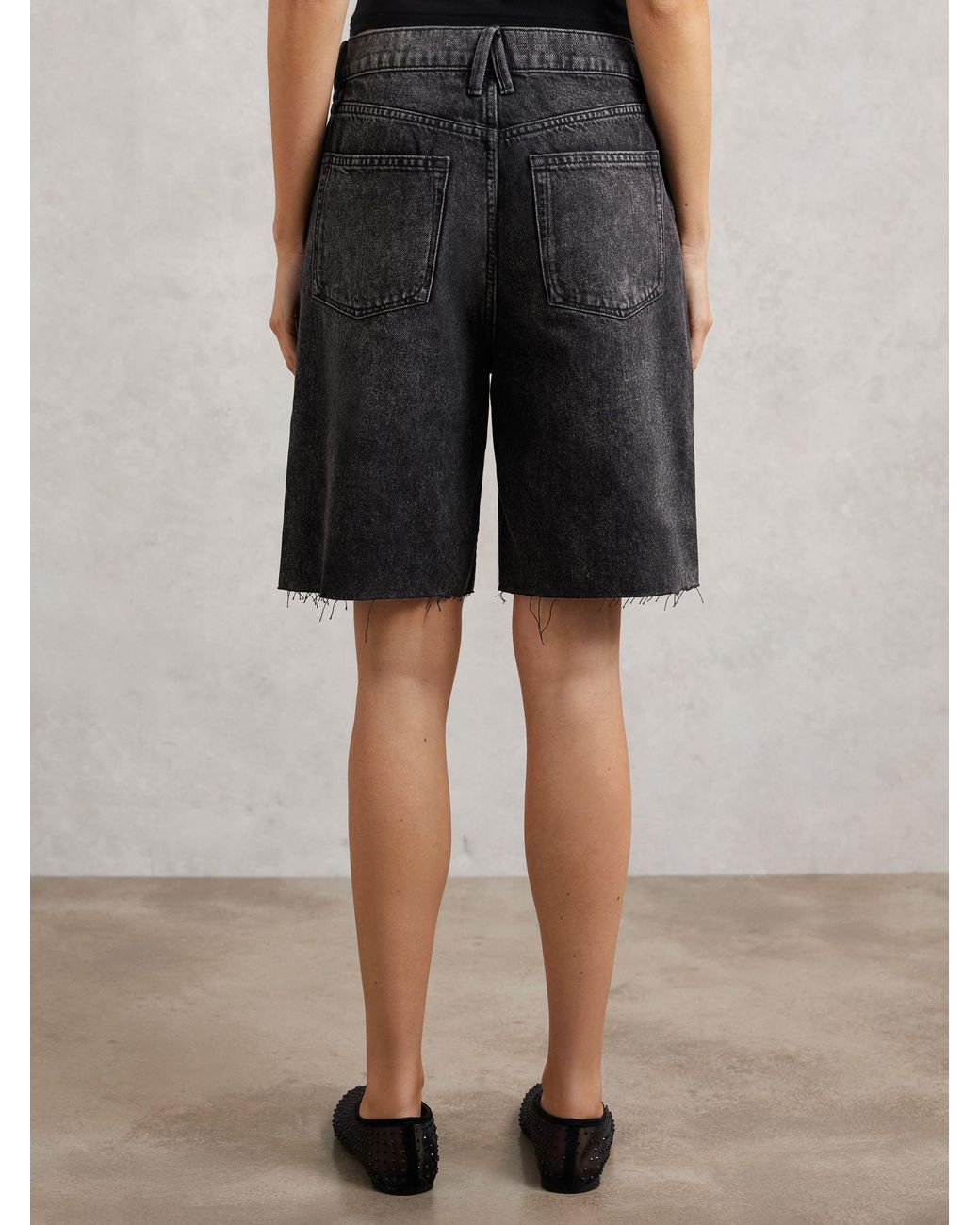GOOD AMERICAN Black Good Denim Bermuda Shorts