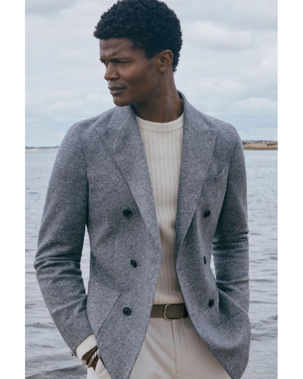 Mens slim fit top double breasted blazer