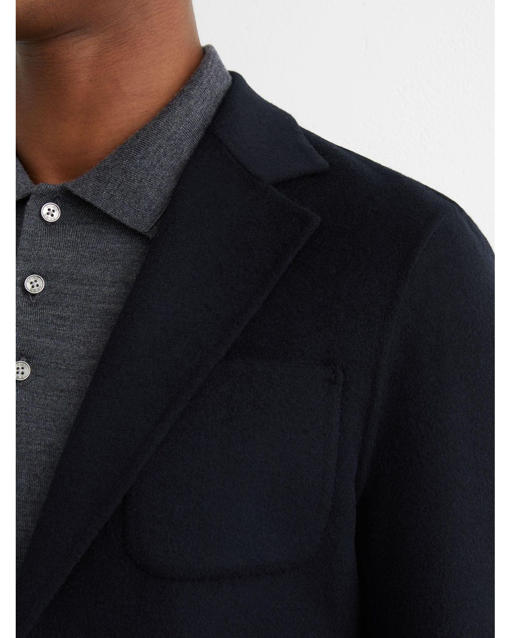 Reiss Blue Wool-Blend Single-Breasted Blazer Tailored-Fit for men