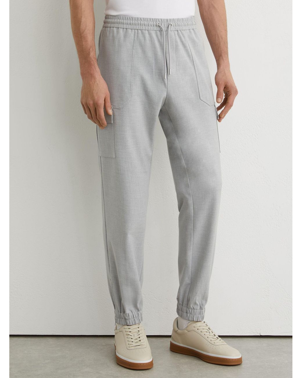 Reiss White Slim-Leg Drawstring Cargo Trousers for men