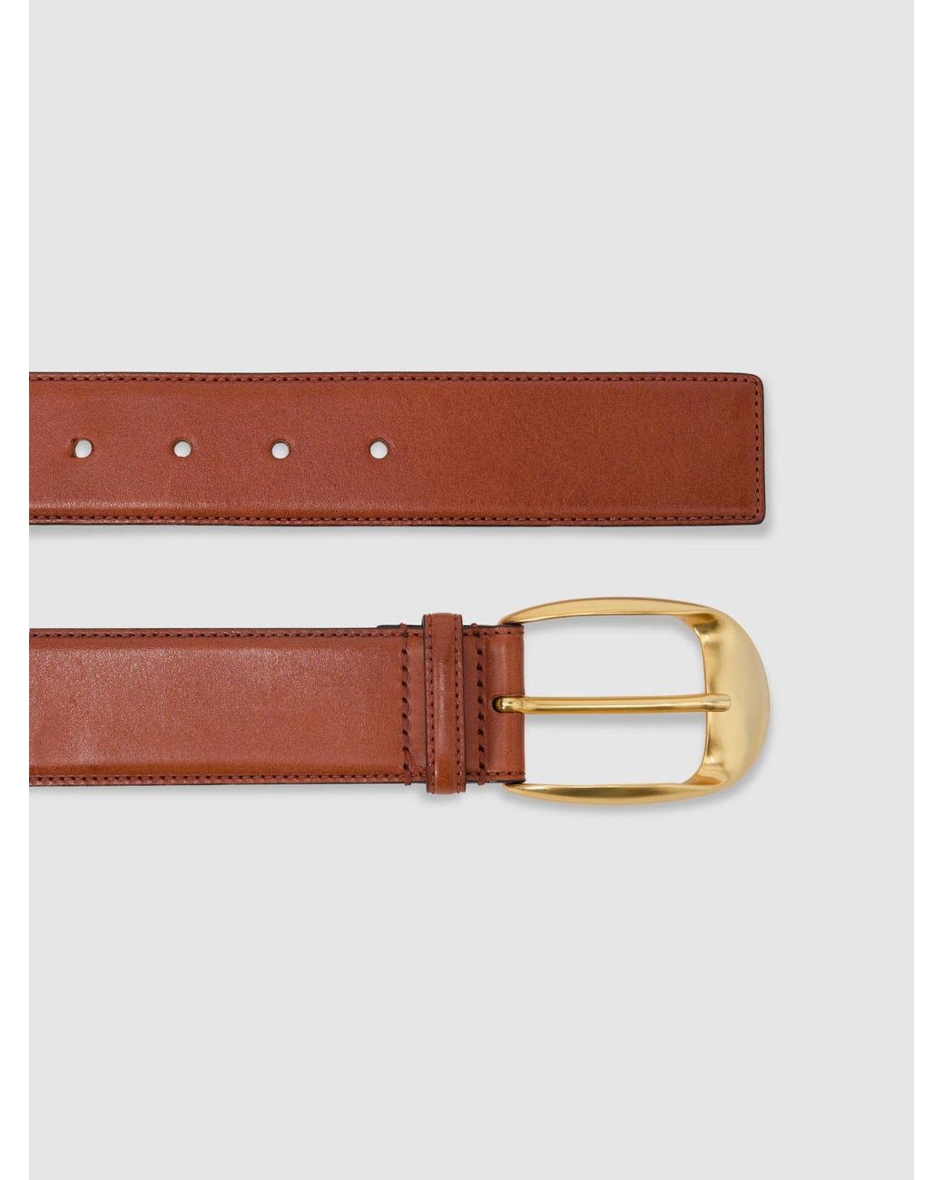 Reiss White Leather Rounded-Buckle Belt