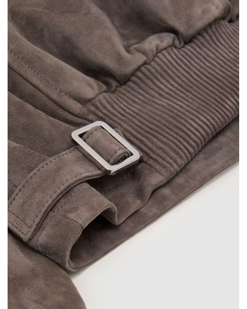Reiss Gray Petite Suede Zip-Through Moto Jacket