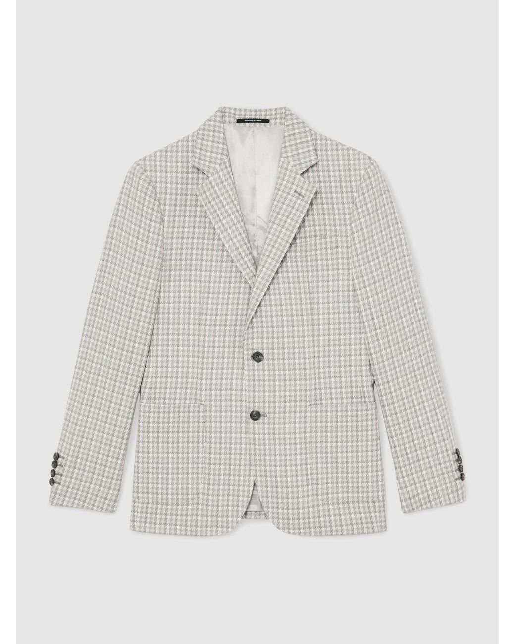 Reiss White Canty - Soft Grey Houndstooth Single-breasted Blazer Tailored-fit, Us 42 for men
