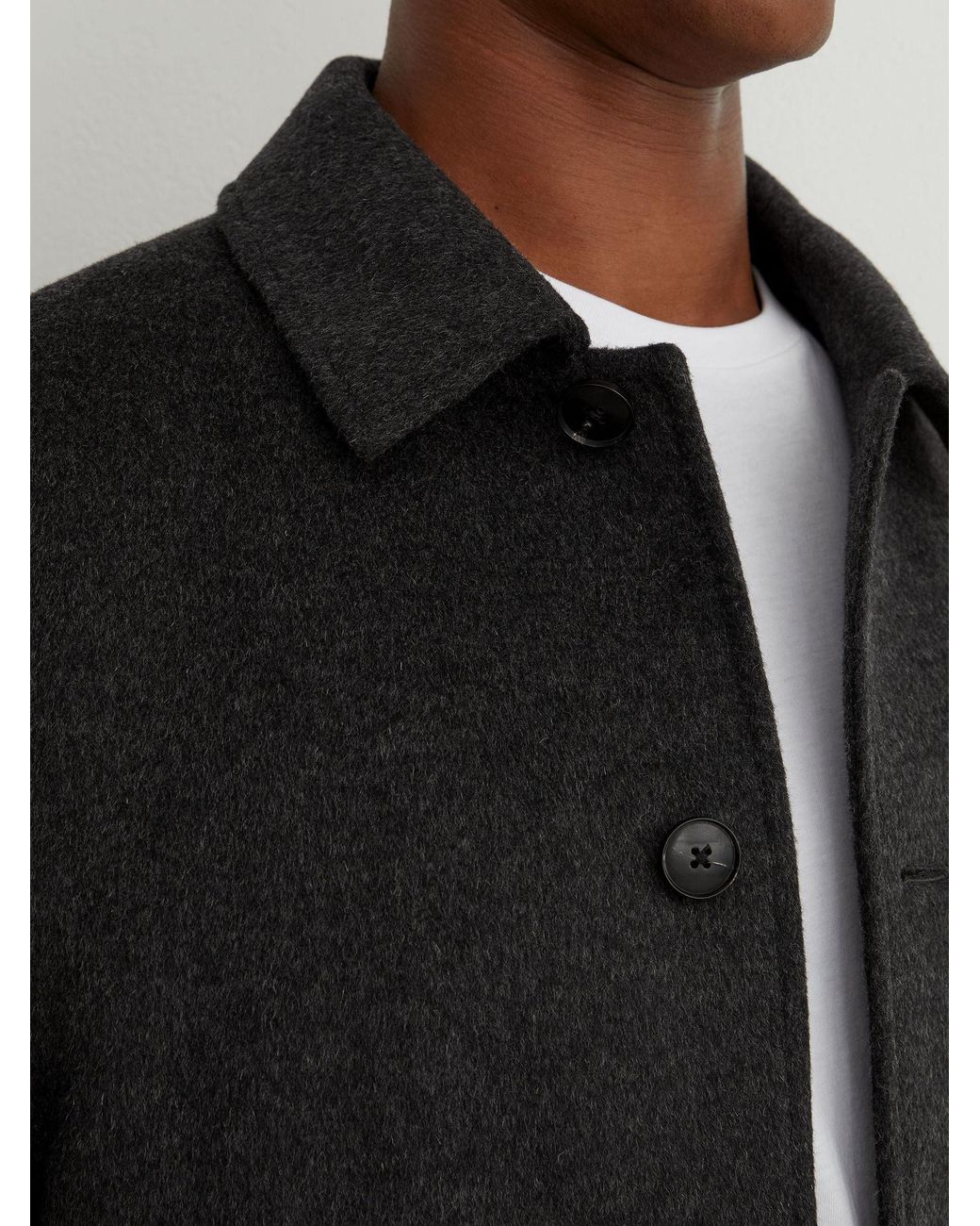 Reiss Black Deluca - Charcoal Grey Wool-blend Flap-pocket Bomber Jacket, S for men