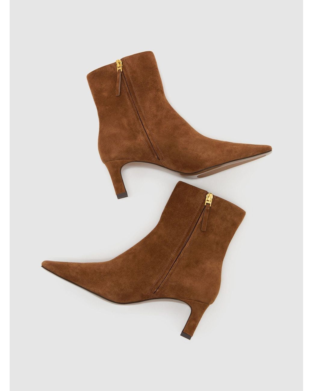 Reiss Natural Suede Chisel-Toe Low-Heel Ankle Boots