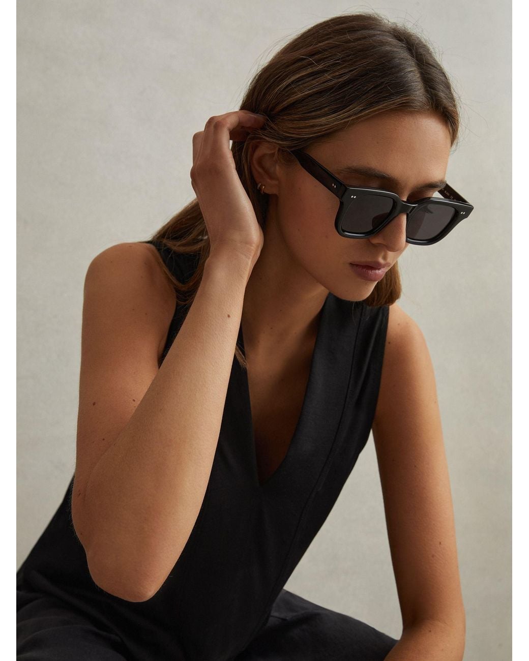 Reiss Black V-Neck Shell Top
