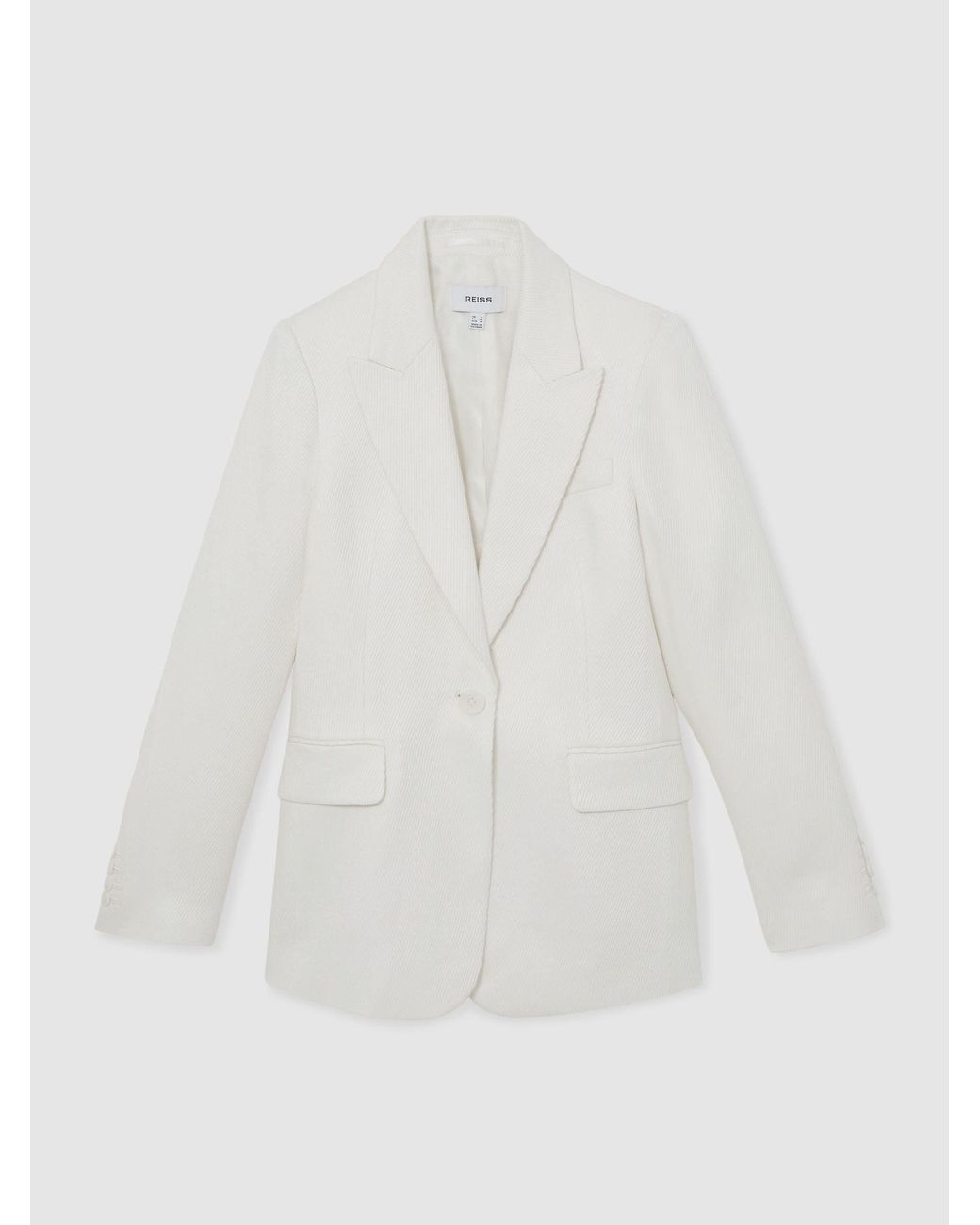 Reiss White Linen-Blend Single-Breasted Suit Jacket