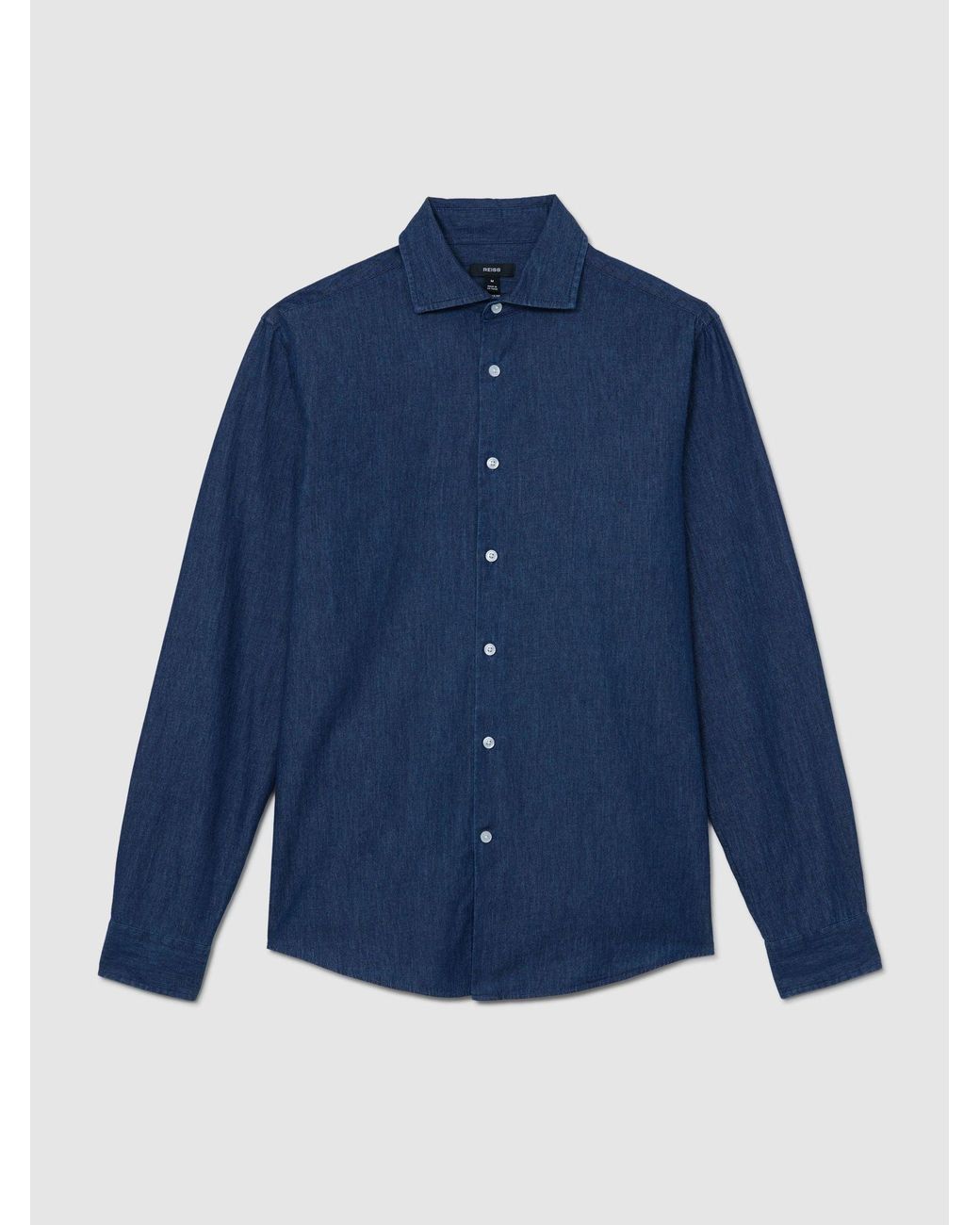 Reiss Blue Chambray Long-Sleeve Slim-Fit Shirt for men
