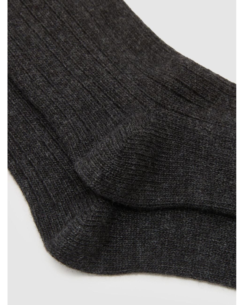Reiss Black Wool-Blend Ribbed Socks With Cashmere, S & M for men